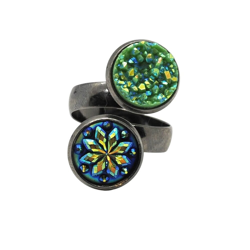 Green Druzy Ring